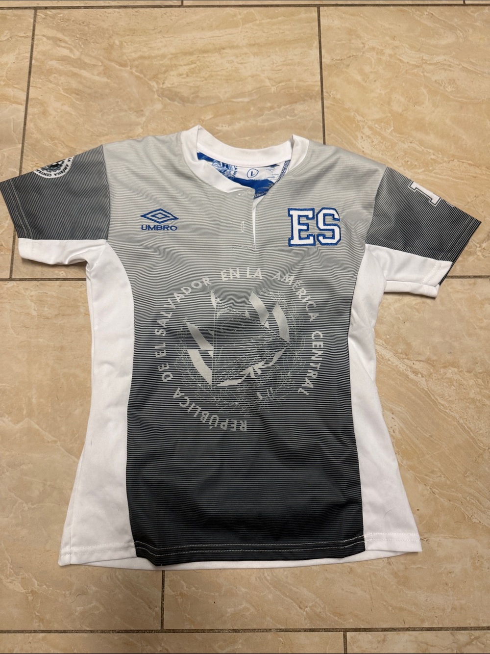 Umbro Grey and White ES Soccer Jersey